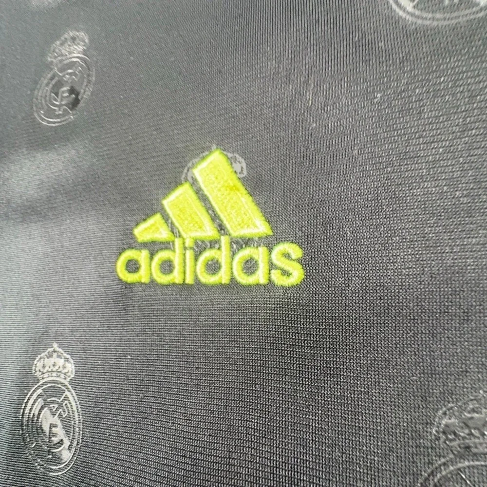 Adidas Real Madrid Track Jacket Mens Medium Black Neon Yellow Full Zip Soccer